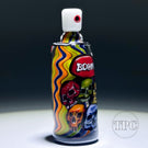 Stephen Boehme 2023 Glass Art Rainbow Skull Murrine Spray Can with Colorful Wig-Wag Core