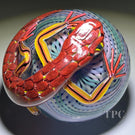Michael Hunter 2023 Glass Art Paperweight Roses Clad Lizard on Pastel Reticello Crown