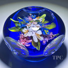 Melissa Ayotte 2010 LE Faceted Glass Art Paperweight Flamework Summer Bouquet on Blue