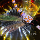Gordon Smith 2024 Glass Art Paperweight Flamework Dragonfly Over Star-Cut Amber Ground