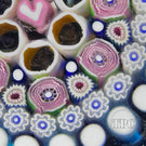 Damon MacNaught 2024 Glass Art Paperweight Concentric Complex Millefiori w/ Roses & Pink Heart Center