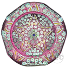 Caithness Whitefriars 1983 Glass Art Paperweight "Millefiori Star" on Transparent Pink Ground