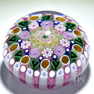 Damon MacNaught 2024 Glass Art Paperweight Concentric Complex Millefiori w/ Roses & Green Hearts