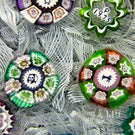Perthshire 1975 Glass Art Paperweight Spaced Complex Millefiori on Upset White Muslin Aqua-Cushioned Ground PP12