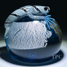 Michael Hunter 2023 Glass Art Paperweight Blue & Gold Lizard