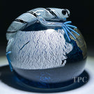Michael Hunter 2024 Glass Art Paperweight Blue & Gold Lizard