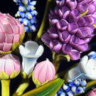 Clinton Smith 2025 Glass Art Paperweight Flamework Lilac Wildflower Bouquet on Blue