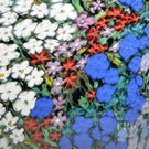 Peter Raos 1999 Glass Art Paperweight Monet's Garden with Colorful Millefiori