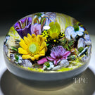 Ken Rosenfeld 2025 Glass Art Paperweight Naturalistic Flamework Wild Flowers on Sand Ground