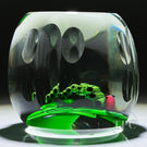 Perthshire 1984 Glass Art Paperweight Flamework Millefiori Caterpillar on Green Leaves