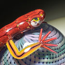 Michael Hunter 2023 Glass Art Paperweight Roses Clad Lizard on Pastel Reticello Crown