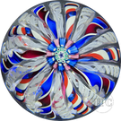 John Deacons 2004 Glass Art Paperweight Red, White and Blue Crown