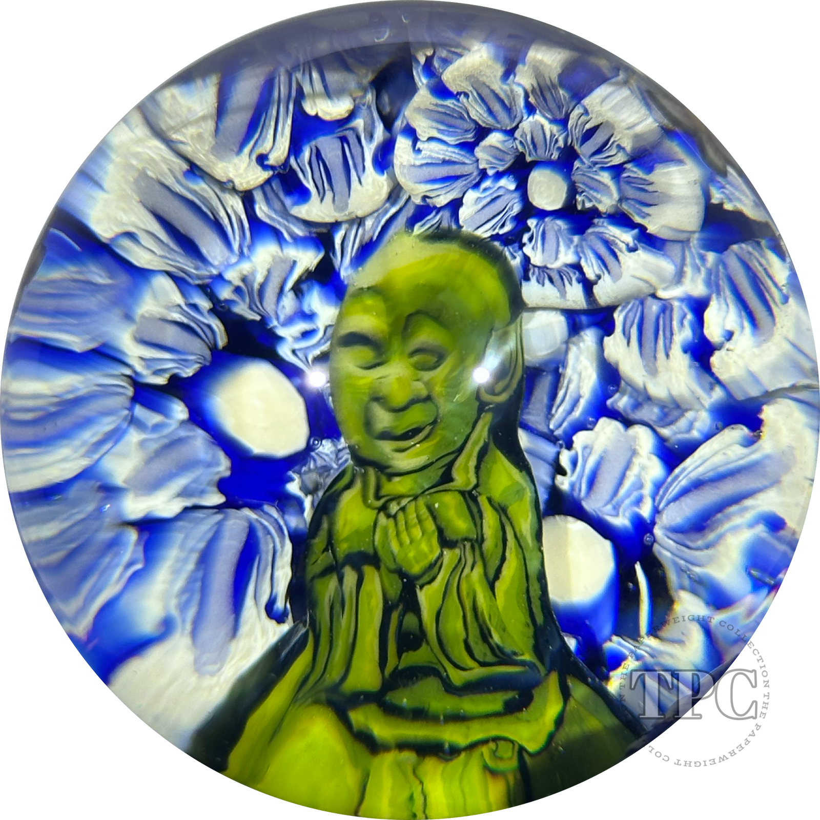 Stephen Boehme 2025 Glass Art Marble w/ Figural Murrine "Jade Buddha"