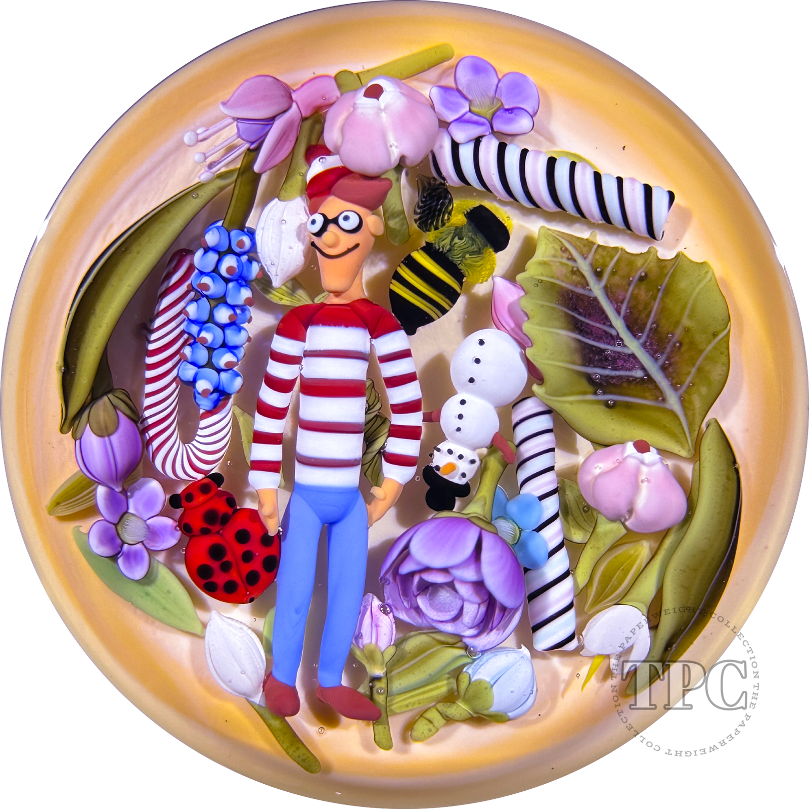 Clinton Smith 2025 Glass Art Paperweight Flamework Waldo Scramble