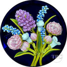Clinton Smith 2025 Glass Art Paperweight Flamework Lilac Wildflower Bouquet on Blue