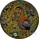 William Manson 2025 Glass Art Paperweight Flamework Coiled Snake with Flowers 1-of-1