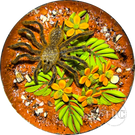 Gordon Smith 1996 Glass Art Paperweight Flamework Desert Tarantula with Flowers