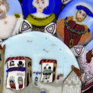 Loren Stump 2001 Glass Art Paperweight Murrine Portraits & Italian Piazza