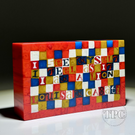 Large Mathieu Grodet 2024 Glass Art Murrine Paperweight Plaque Luisa M Casati Quotation