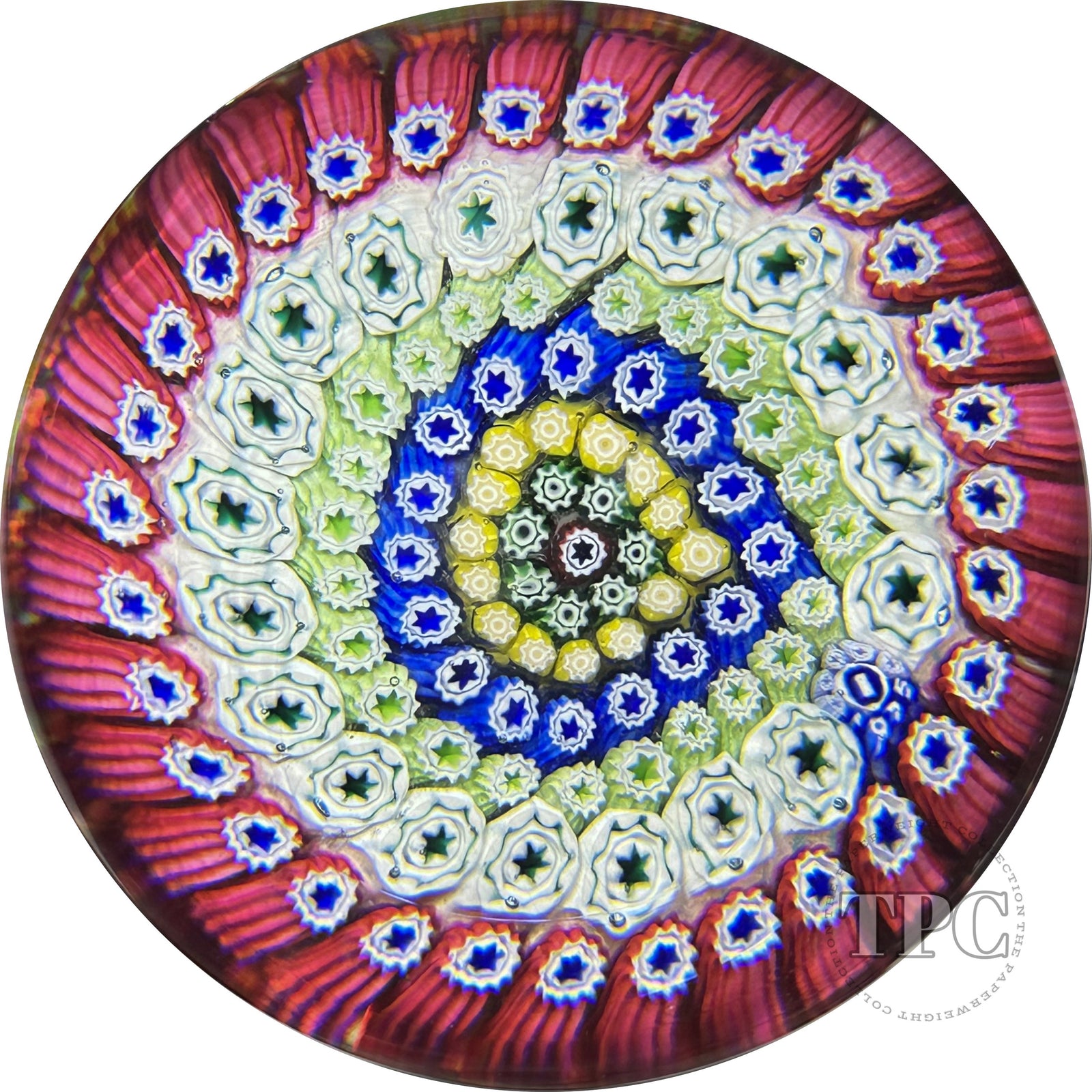 Whitefriars 1975 Glass Art Paperweight Colorful Concentric Millefiori