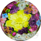 Monumental Daniel Salazar X Lundberg Studios 1993 Glass Art Paperweight Torchwork Flower Grotto with Purple Butterfly