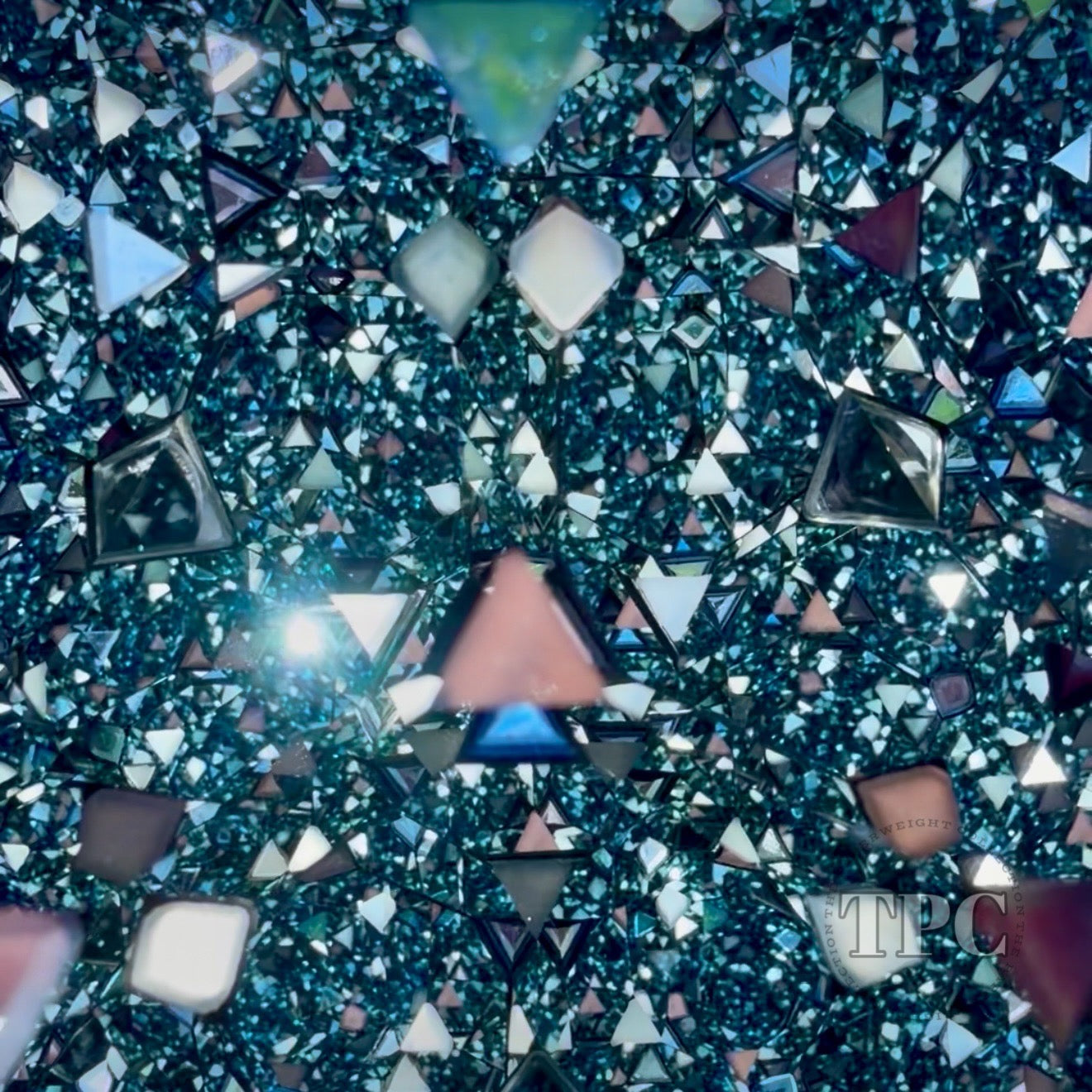 Gary Allison 2026 Glass Art Holoscope Blue Stained Glass & Interior Mirrored Complex Polyhedron