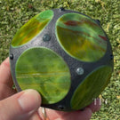 Gary Allison 2026 Glass Art Large Holoscope Green Stained Glass & Interior Mirrored Complex Polyhedron