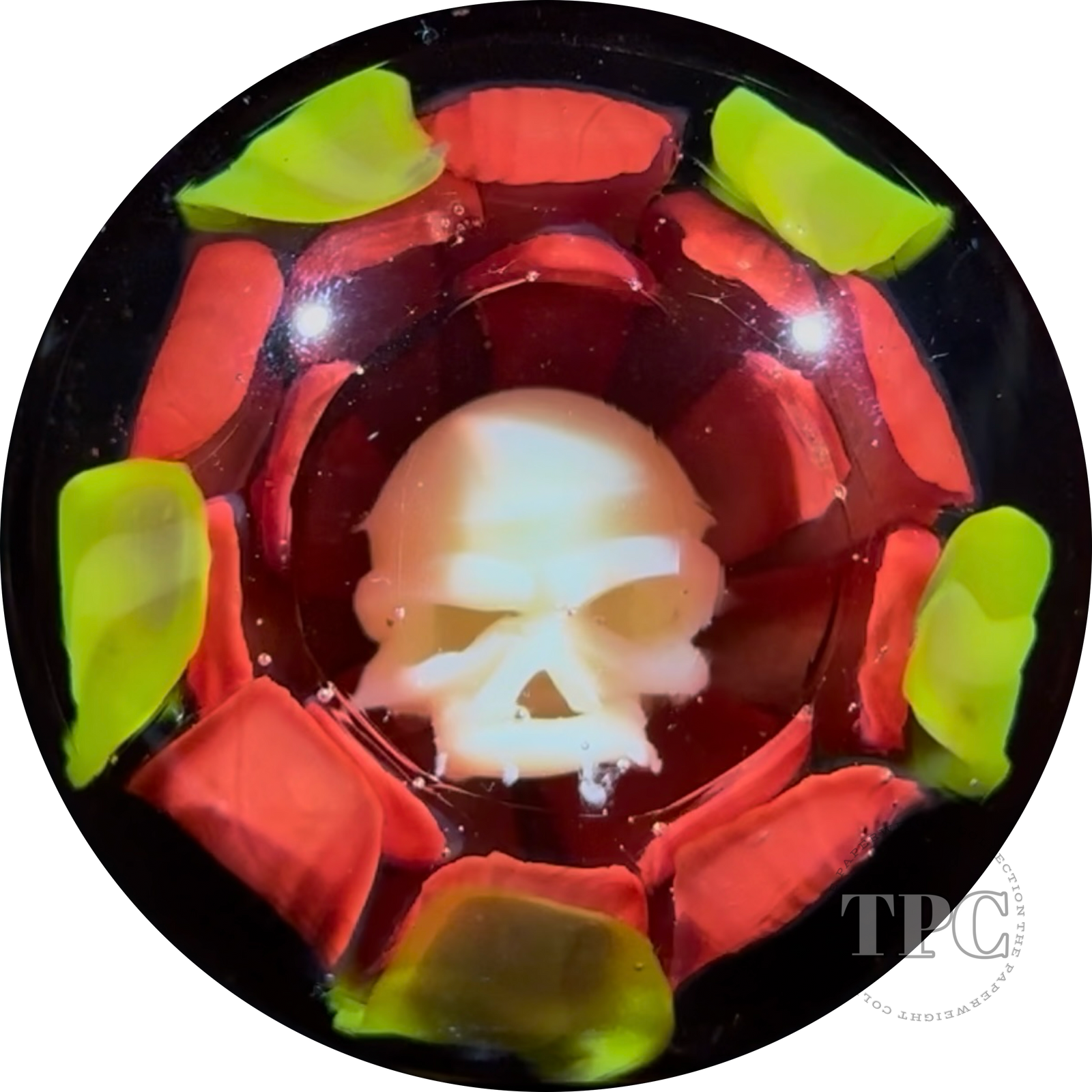 Rocko Belloso 2024 Glass Art Marble Flamework Red Life in Death Flower