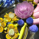 Clinton Smith 2023 Glass Art Paperweight Flamework Flower Bouquet with Blueberries