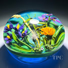 Stefan Bracht 2020 Glass Art Paperweight Flamework Grasshopper with Wildflowers