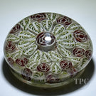 Christina Callahan 2023 Glass Art Paperweight Patterned Stained Glass Style Lace Leaf Murrine and Roses