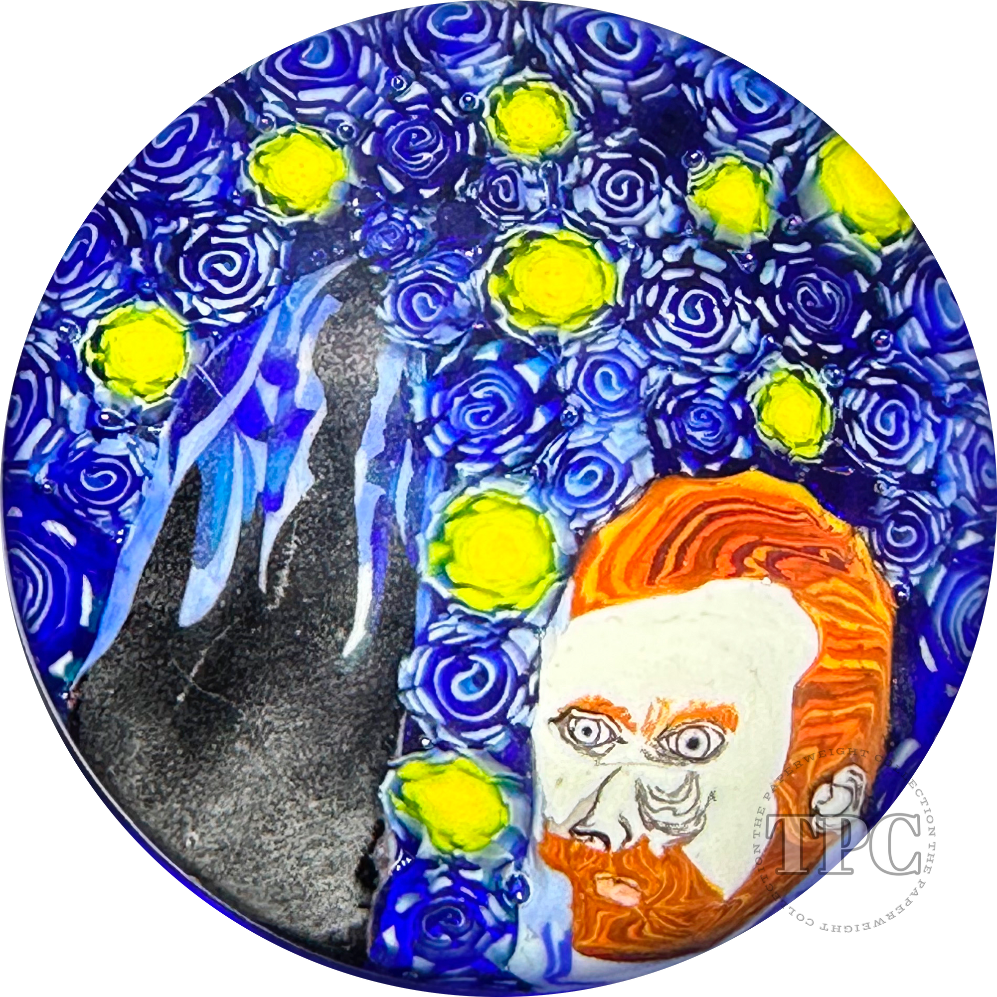 Christina Callahan 2023 Glass Art Paperweight Van Gogh Starry Night Murrine Composition
