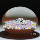 Collaborative Sue Fox & Drew Ebelhare 2016 Glass Art Paperweight Patterned Complex Millefiori on Peach Colored Ground