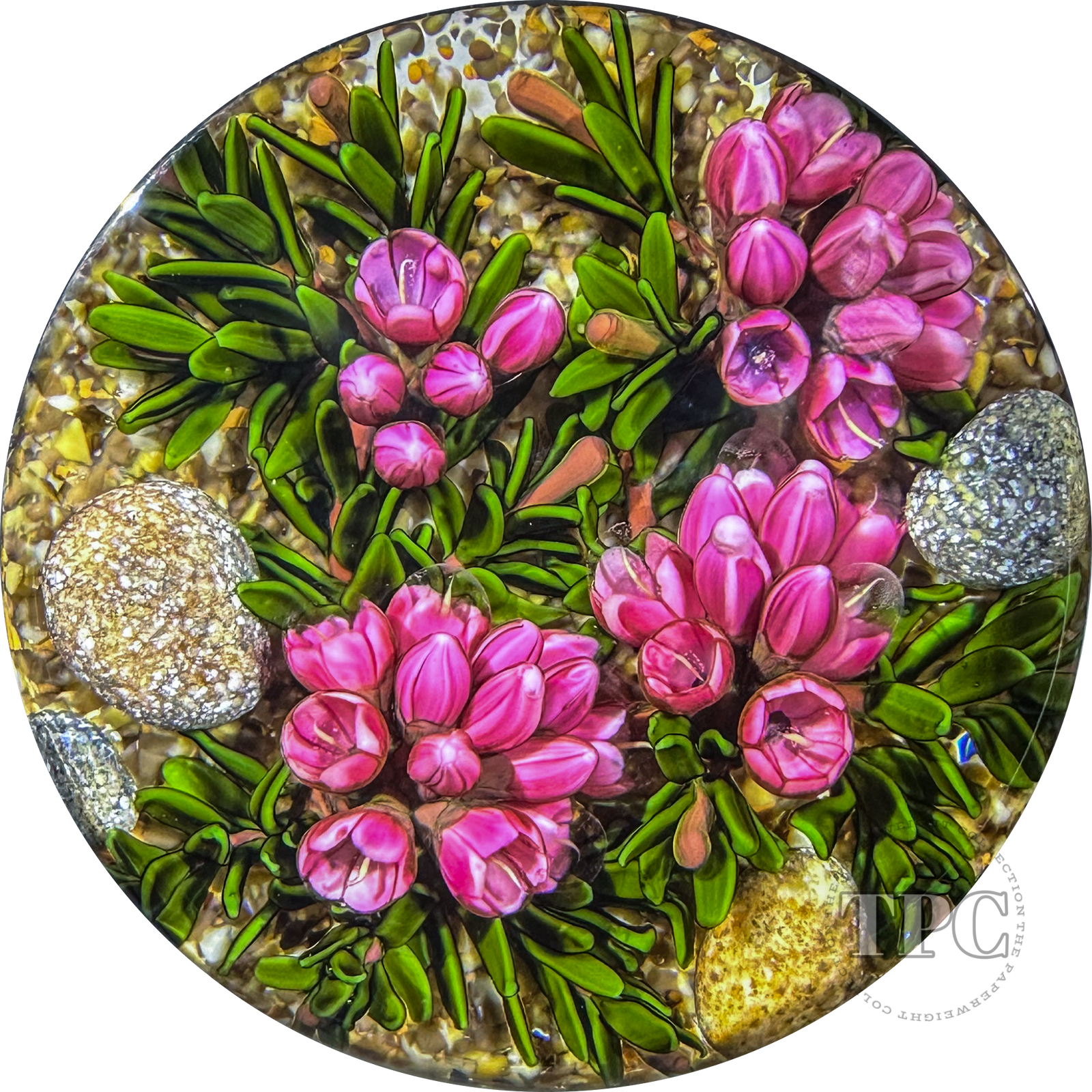 Cathy Richardson 2017 Glass Art Paperweight Flamework Light Burgundy Icelandic Wildflowers Realistic Ground 1 of 1