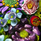 Ken Rosenfeld 2023 Glass Art Paperweight Large Flamework Flower Bouquet with Pick Clichy Roses