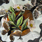 William Manson 2023 Art Glass Paperweight Compound Flamework Pink Flowers with Hovering Butterflies & all-over  Fancy Faceting