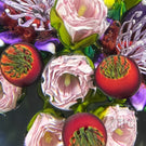 Ken Rosenfeld 2023 Glass Art Paperweight Large Flamework Flower Bouquet Tied with Blue Ribbon
