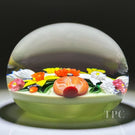 Richard Loesel 2022 Glass Art Paperweight Flamework Flower Bouquet in an Orange Vase