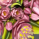 Clinton Smith 2023 Glass Art Paperweight Flamework Pink Flower Bouquet