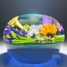 Stefan Bracht 2020 Glass Art Paperweight Flamework Grasshopper with Wildflowers