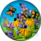 Cathy Richardson 2023 Glass Art Paperweight Flamework Monarchs & Cornflowers 1 of 1