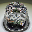 William Manson 2023 Art Glass Paperweight Compound Flamework Pink Flowers with Hovering Butterflies & all-over  Fancy Faceting