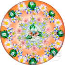 Collaborative Sue Fox & Drew Ebelhare 2016 Glass Art Paperweight Patterned Complex Millefiori on Peach Colored Ground