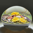 Clinton Smith 2023 Glass Art Paperweight Flamework Slumbering Rabbit Amongst Flowers