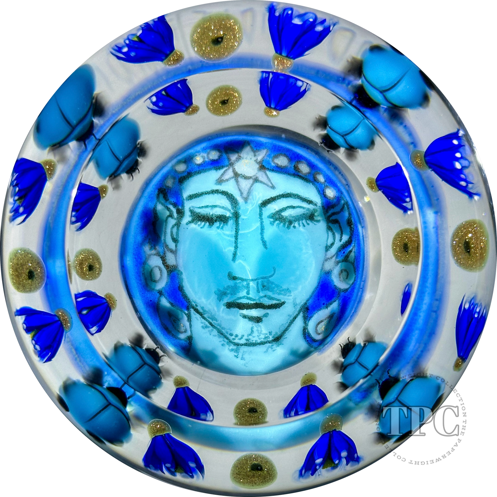 Richard Loesel x Renaud De Putter 2024 Glass Art Paperweight "Le Pharaon" Enamels with Flamework Decoration