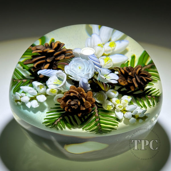 Cathy Richardson 2023 Glass Art Paperweight Flamework Winter White Flo