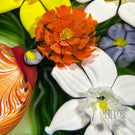 Richard Loesel 2022 Glass Art Paperweight Flamework Flower Bouquet in an Orange Vase