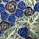 Christina Callahan 2023 Glass Art Paperweight Patterned Stained Glass Style Lace Leaf Murrine and Roses