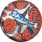 Robert Koch 2023 Glass Art Marble Murrine Blue Jay Bird with Red Roses