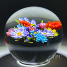 Mayauel Ward 2016 Glass Art Paperweight Colorful Flower and Berry Bouquet on Black Ground